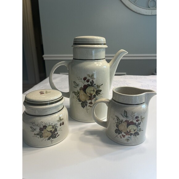 Royal Doulton Other - Royal Doulton Cornwall Apples Pears Coffee Pot Creamer Sugar Bowl Lid England